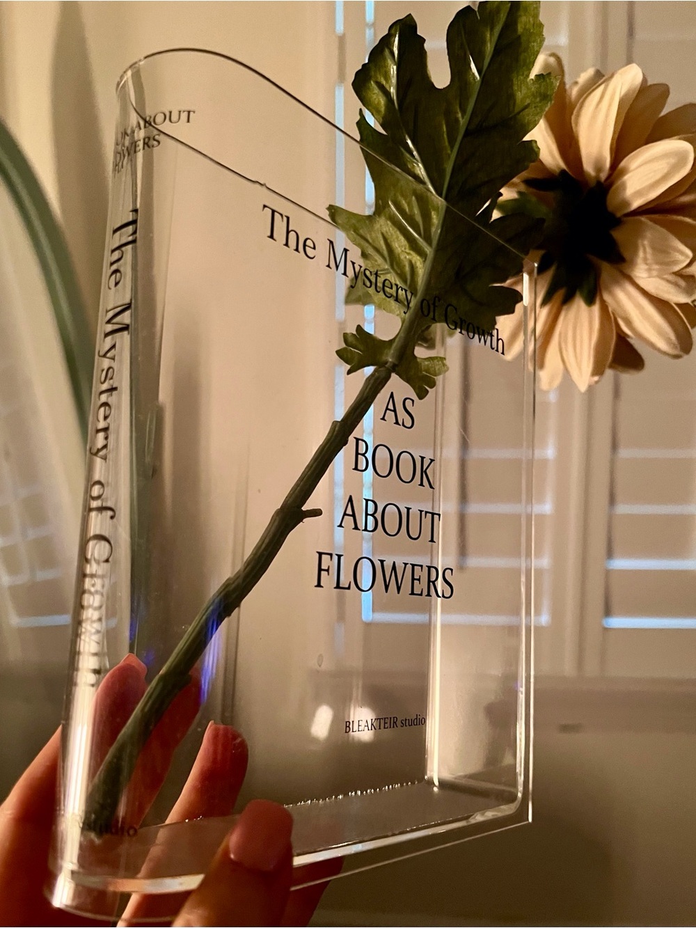 Clear Acrylic Decorative Vase - Transparent with White Text